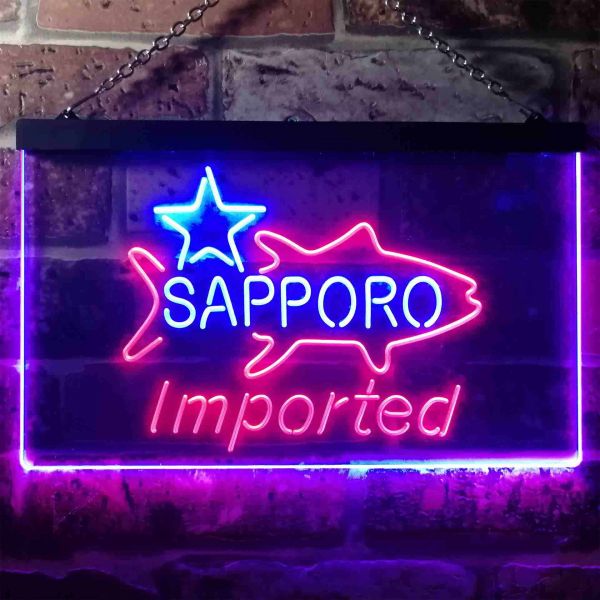 Sapporo Premium Beer - Fish Star Dual LED Neon Light Sign